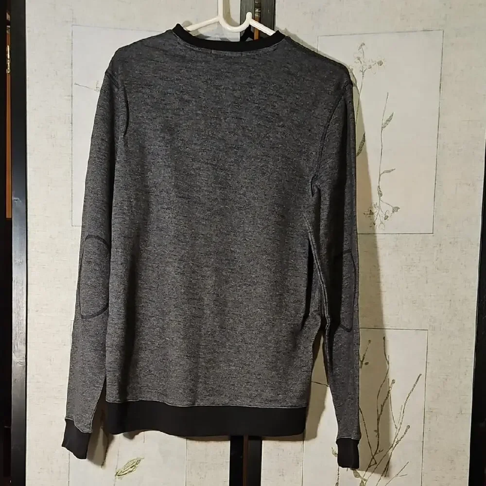 Ike Behar Gray V-Neck Sweater with Black Accents